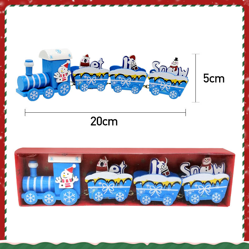 Happy Trees 4 Pcs Wooden Christmas Train with Snowman, Mini Train Decor Set for Christmas Party, Christmas Train Ornament Gift manufacture