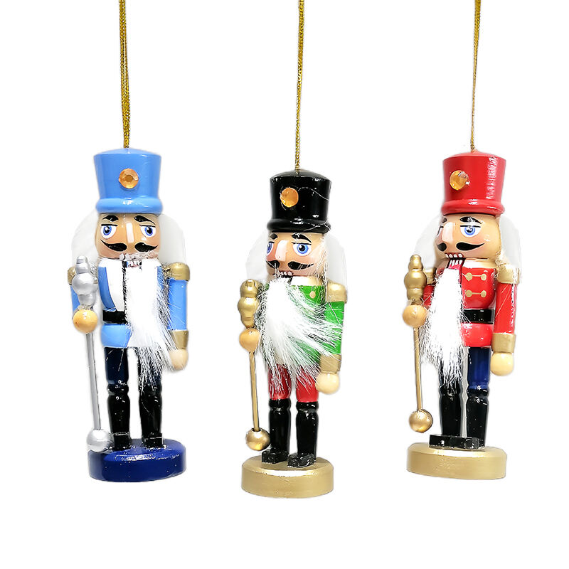 4/S Christmas Nutcracker Hanging Ornament Small Wooden King Nutcracker Hanging Decorations Nutcracker Figure Christmas factory