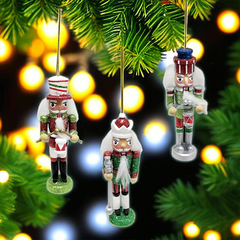 3/S Christmas Nutcracker Hanging Ornament Small Wooden King Nutcracker Hanging Decorations Nutcracker Figure Christmas supplier