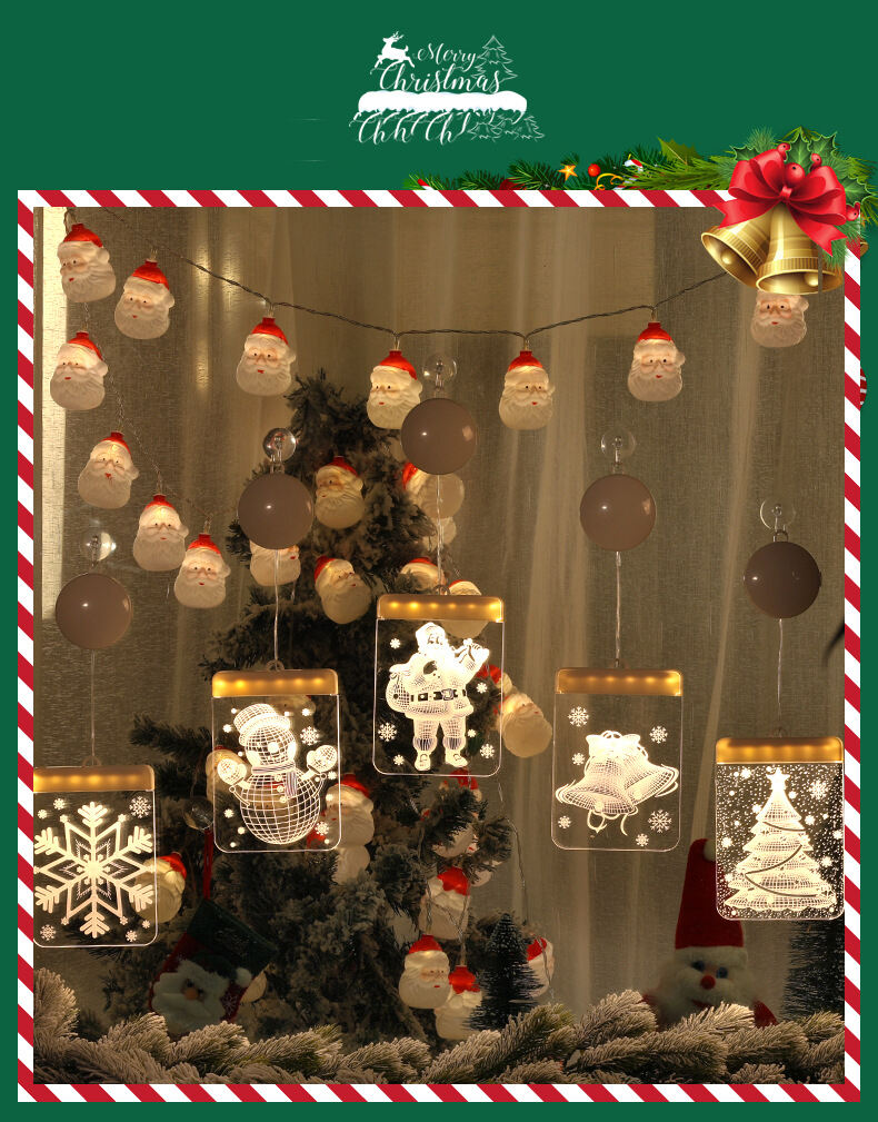 New Design Festival Decorative Holiday Christmas Hanging Lights Window Decor Room Layout 3D Hanging Acrylic Christmas Ornament manufacture