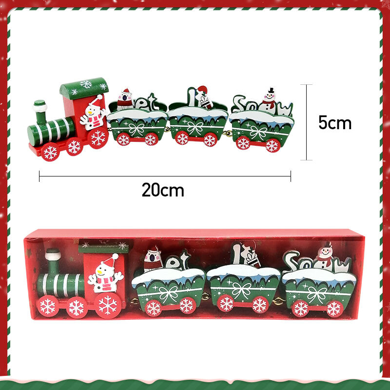 Happy Trees 4 Pcs Wooden Christmas Train with Snowman, Mini Train Decor Set for Christmas Party, Christmas Train Ornament Gift manufacture
