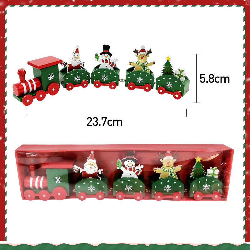 Happy Trees 5 Pcs Wooden Christmas Train with Snowman, Mini Train Decor Set for Christmas Party, Christmas Train Ornament Gift manufacture