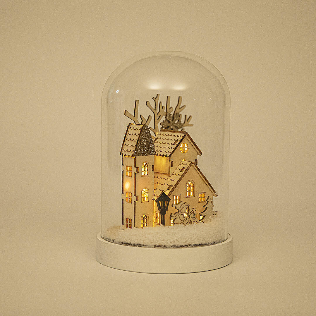 Christmas Led lighting Glass Christmas Ornaments Christmas Village Wooden Decoration manufacture