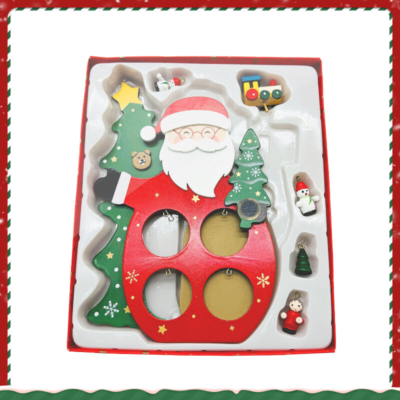 Wooden Christmas Tree Decoration Tabletop Christmas Tree With Mini Ornaments Wooden Base For Christmas Gifts Xmas Ornaments supplier