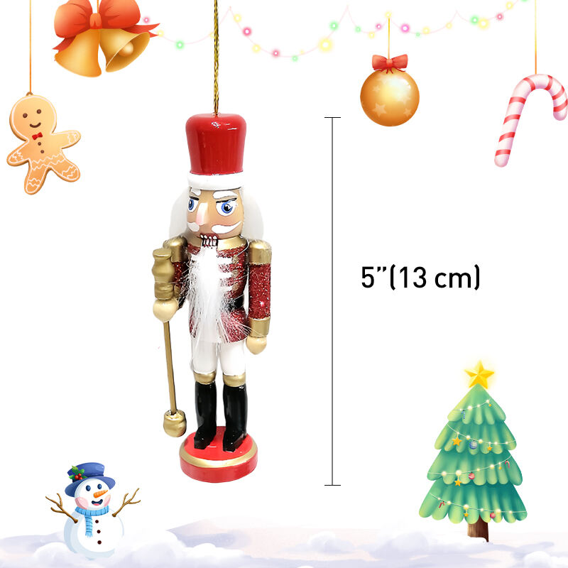 3/S Christmas Nutcracker Hanging Ornament Small Wooden King Nutcracker Hanging Decorations Nutcracker Figure Christmas Ornament manufacture