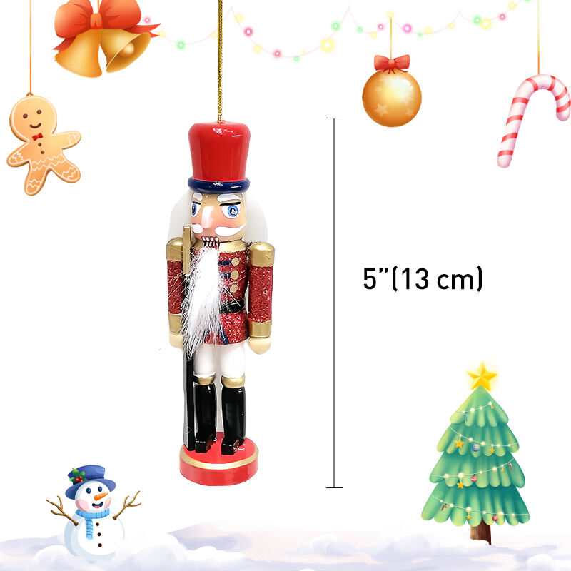 3/S Christmas Nutcracker Hanging Ornament Small Wooden King Nutcracker Hanging Decorations Nutcracker Figure Christmas Ornament details