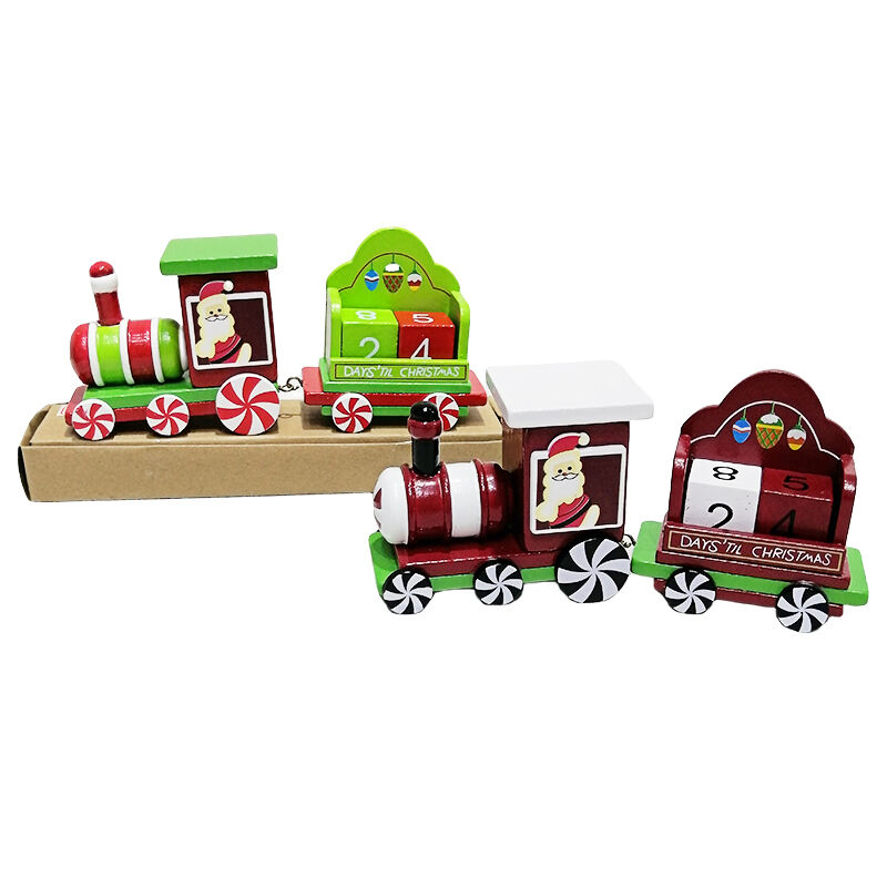 Christmas Painted Wooden Decoration Mini Train for Xmas Table Top Ornament for Festival Party supplier