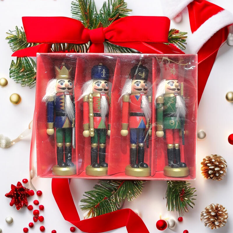 4/S Christmas Nutcracker Hanging Ornament Small Wooden King Nutcracker Hanging Decorations Nutcracker Figure Christmas Ornament supplier
