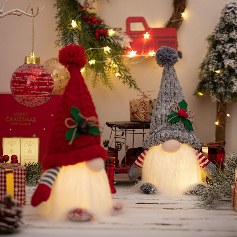 Christmas Gnome Light Plush Gnomes Gonk With Lights Desktop Ornaments details