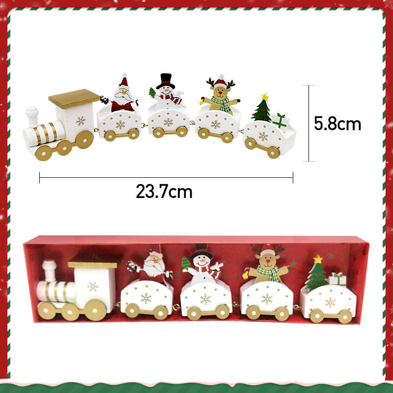Happy Trees 5 Pcs Wooden Christmas Train with Snowman, Mini Train Decor Set for Christmas Party, Christmas Train Ornament Gift details