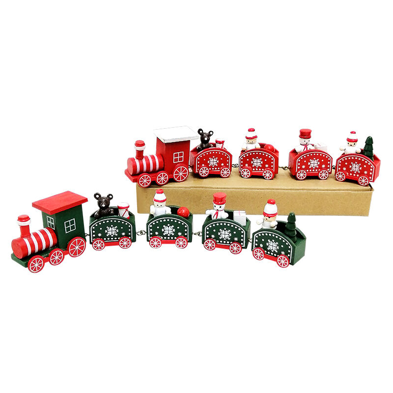 Happy Trees 5 Pcs Wooden Christmas Train with Snowman, Mini Train Decor Set for Christmas Party, Christmas Train Ornament factory
