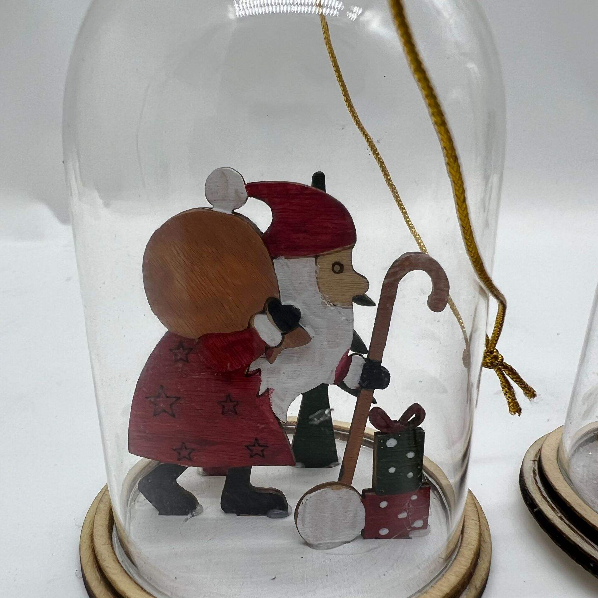 Christmas Led lighting Hanging Glass Christmas Ornaments Christmas Snowman With Child Wooden Decoration manufacture