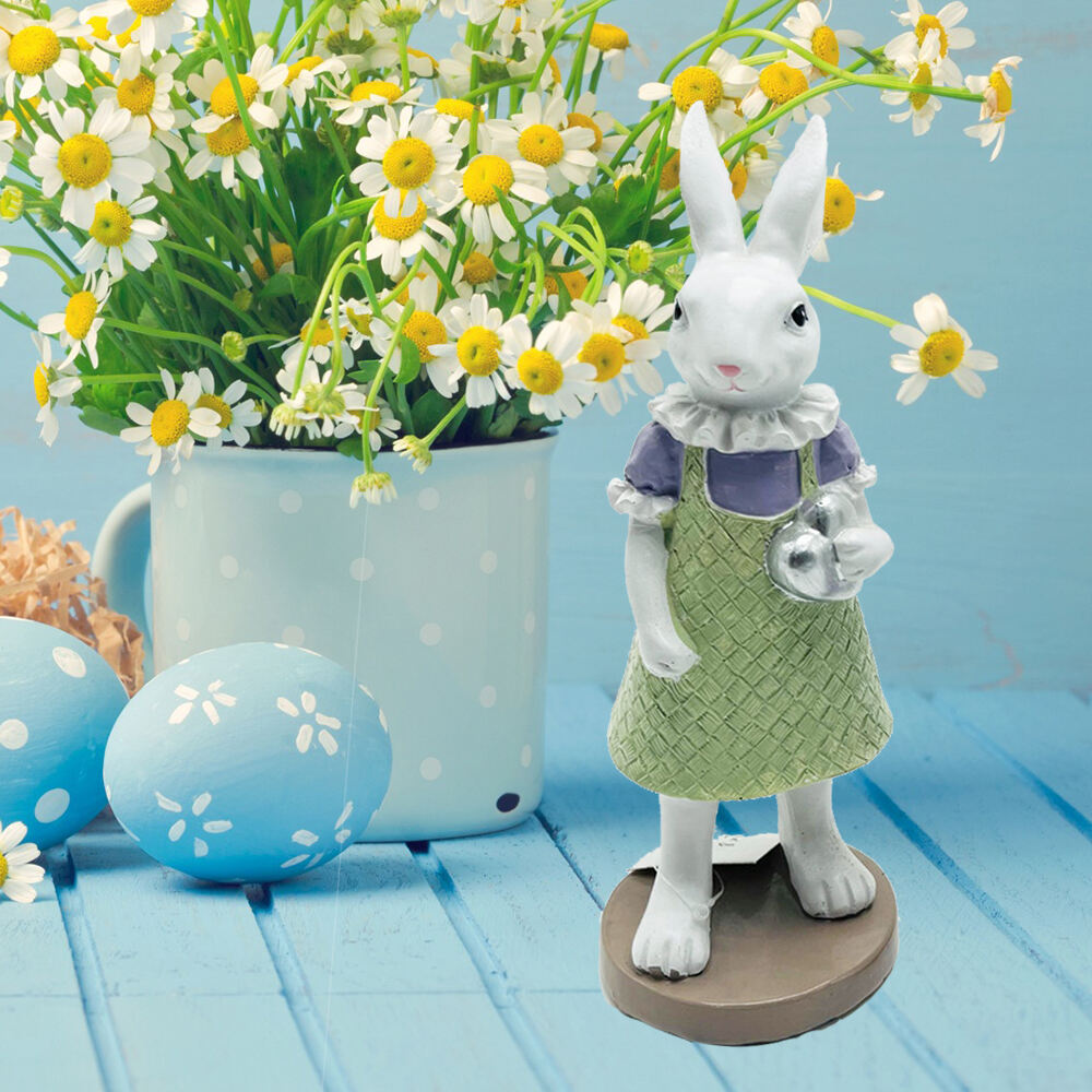 Eastern Decorations Polyresin Standing Girl Bunny Table Top Decoration For Home Table Easter Rabbit Craft Gifts for Spring manufacture