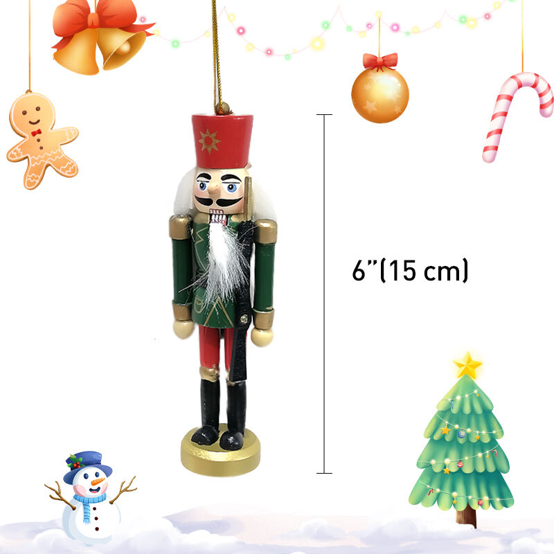 4/S Christmas Nutcracker Hanging Ornament Small Wooden King Nutcracker Hanging Decorations Nutcracker Figure Christmas Ornament manufacture
