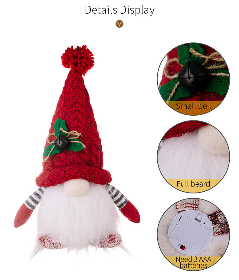 Christmas Gnome Light Plush Gnomes Gonk With Lights Desktop Ornaments manufacture
