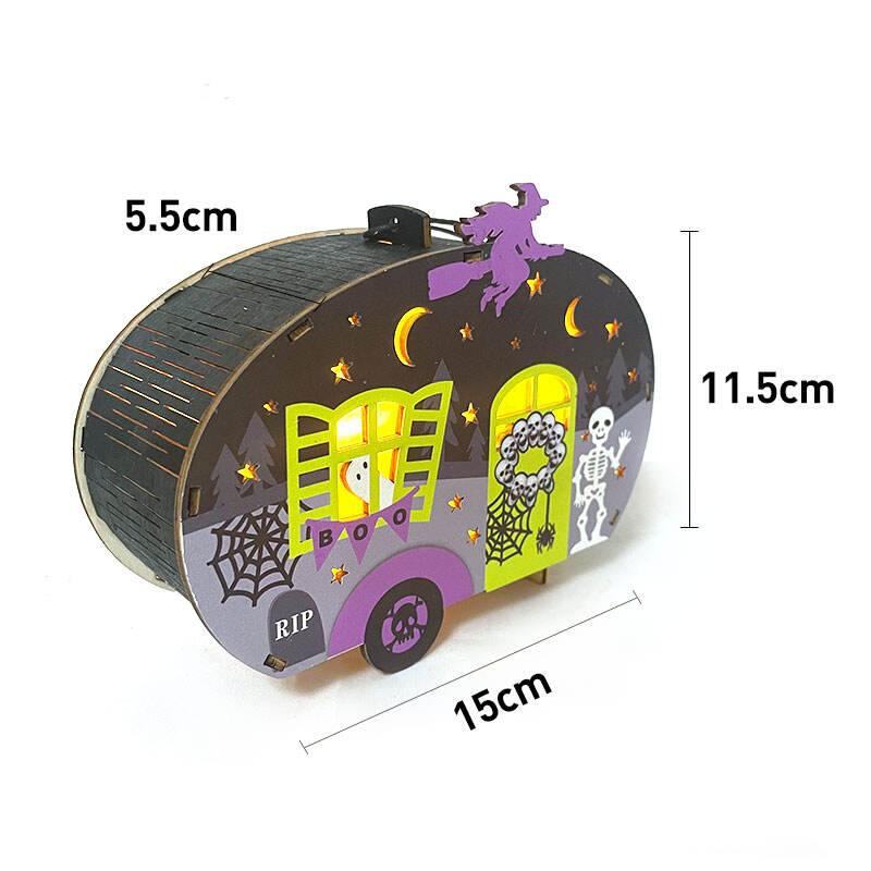 Festival Halloween Lights Decorations Wooden Lighted Table Decor, Battery Operated Halloween Tabletop Centerpiece Decorations Fo factory