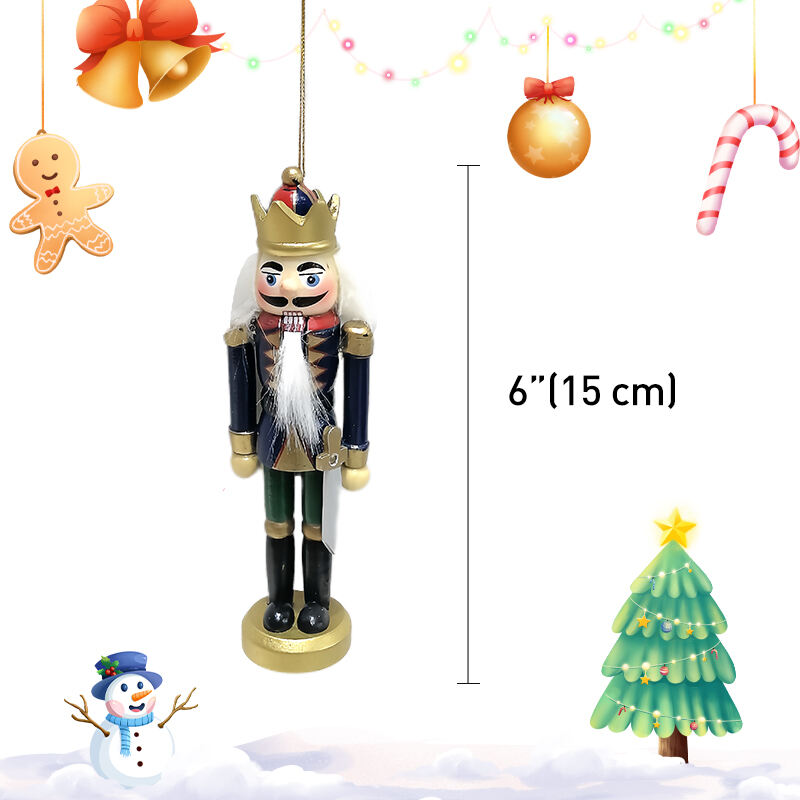 4/S Christmas Nutcracker Hanging Ornament Small Wooden King Nutcracker Hanging Decorations Nutcracker Figure Christmas Ornament details