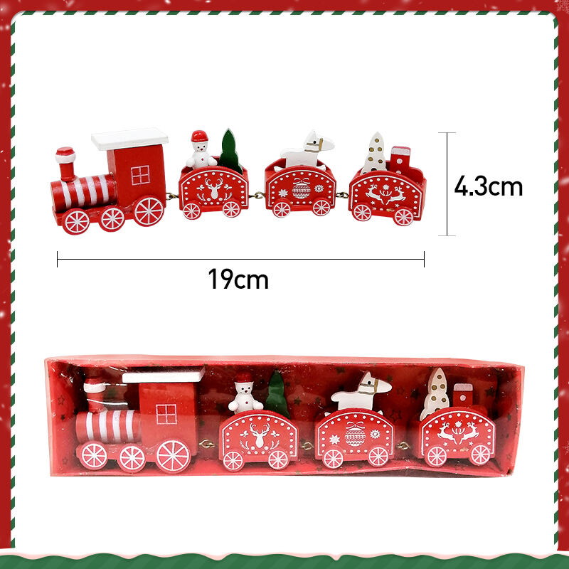 Christmas Painted Wooden Decoration Mini Train for Xmas Table Top Ornament for Festival Party factory