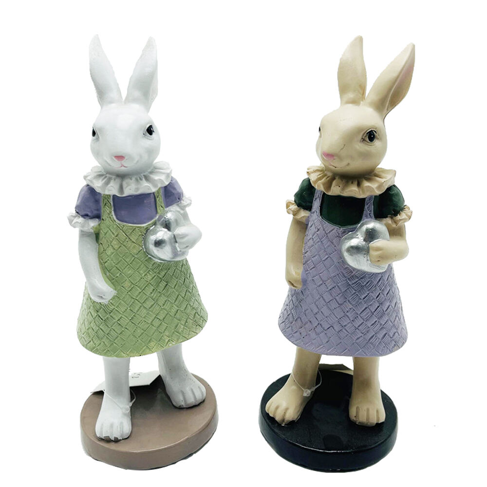 Eastern Decorations Polyresin Standing Girl Bunny Table Top Decoration For Home Table Easter Rabbit Craft Gifts for Spring factory