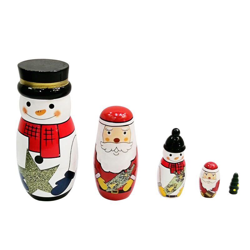 5Pcs Russian Matryoshka Dolls Handmade Wooden Christmas Table Decoration Doll Nesting Dolls Set for Kids  Birthday Toy Gift factory