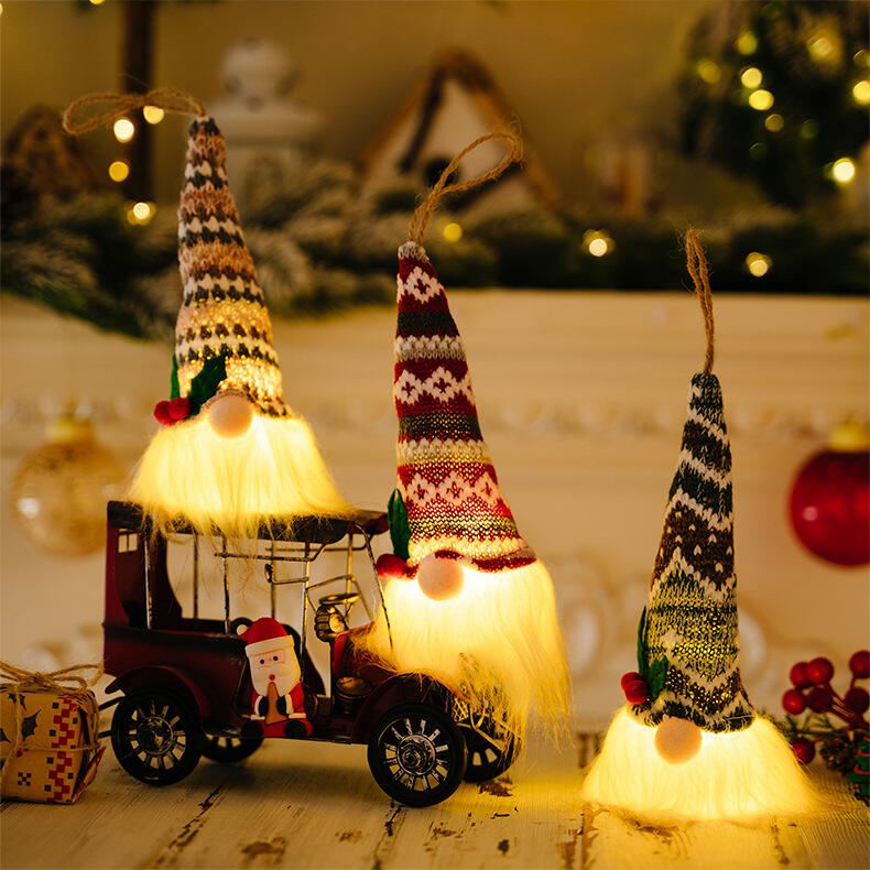 Christmas Gnome Light Plush Gnomes Gonk With Lights Hanging Ornaments manufacture