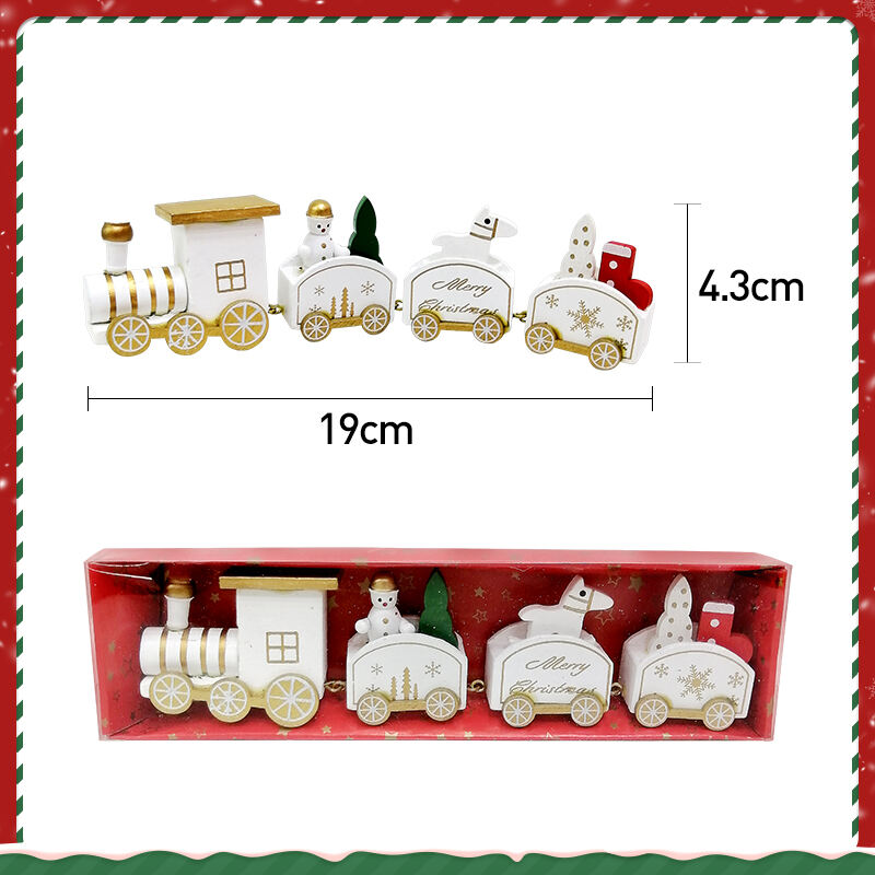 Christmas Painted Wooden Decoration Mini Train for Xmas Table Top Ornament for Festival Party supplier