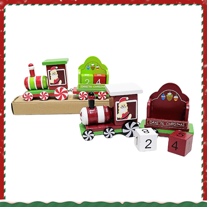 Christmas Painted Wooden Decoration Mini Train for Xmas Table Top Ornament for Festival Party manufacture