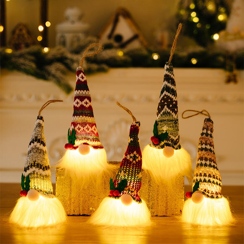 Christmas Gnome Light Plush Gnomes Gonk With Lights Hanging Ornaments factory