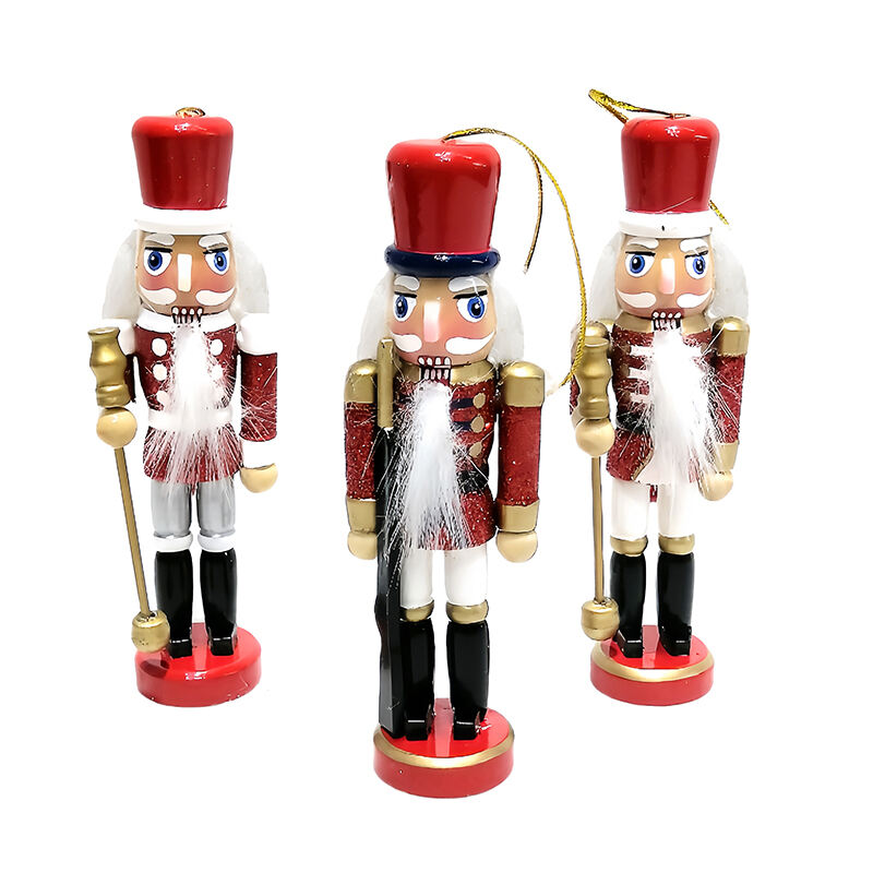 3/S Christmas Nutcracker Hanging Ornament Small Wooden King Nutcracker Hanging Decorations Nutcracker Figure Christmas Ornament factory