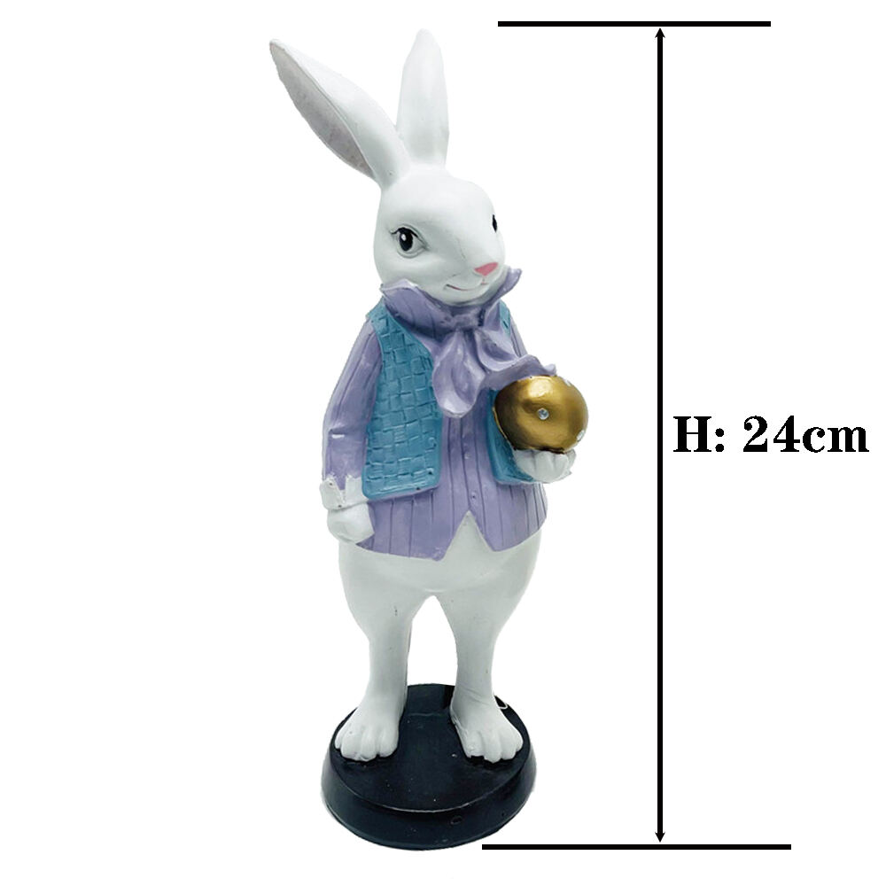 Eastern Decorations Polyresin Standing Boy Bunny Table Top Decoration For Home Table Easter Rabbit Craft Gifts supplier