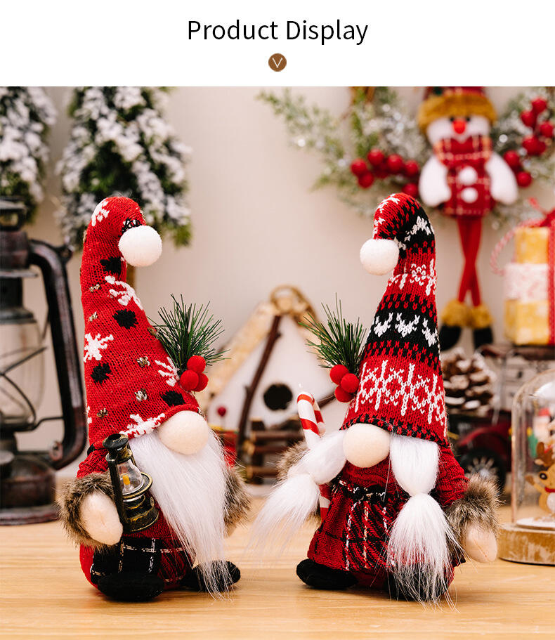 Gnome Christmas Plush Gnomes Gonk With Candy Canes & Kerosene Lamps manufacture