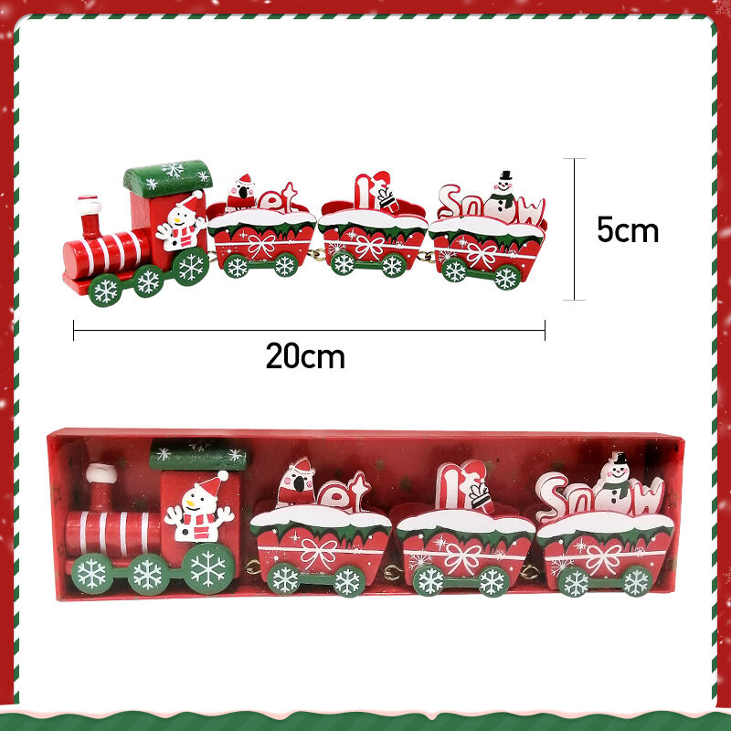 Happy Trees 4 Pcs Wooden Christmas Train with Snowman, Mini Train Decor Set for Christmas Party, Christmas Train Ornament Gift details