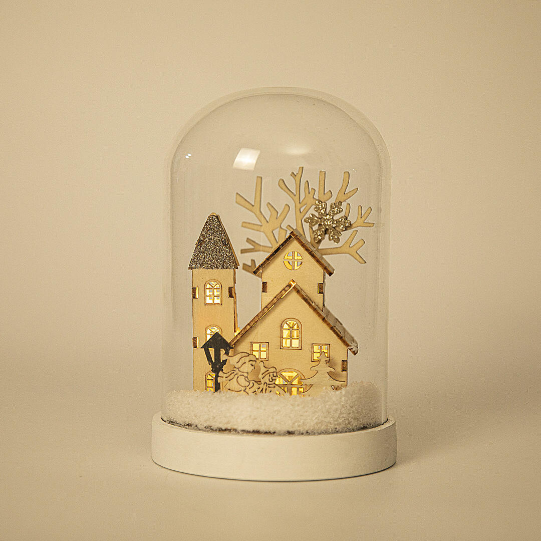 Christmas Led lighting Glass Christmas Ornaments Christmas Village Wooden Decoration supplier