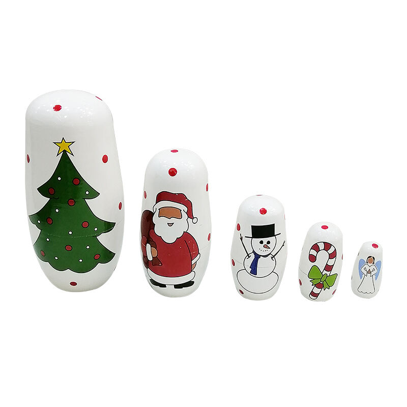 5Pcs Russian Matryoshka Dolls Handmade Wooden Christmas Table Decoration Doll Nesting Dolls Set for Kids  Birthday Toy Gift factory