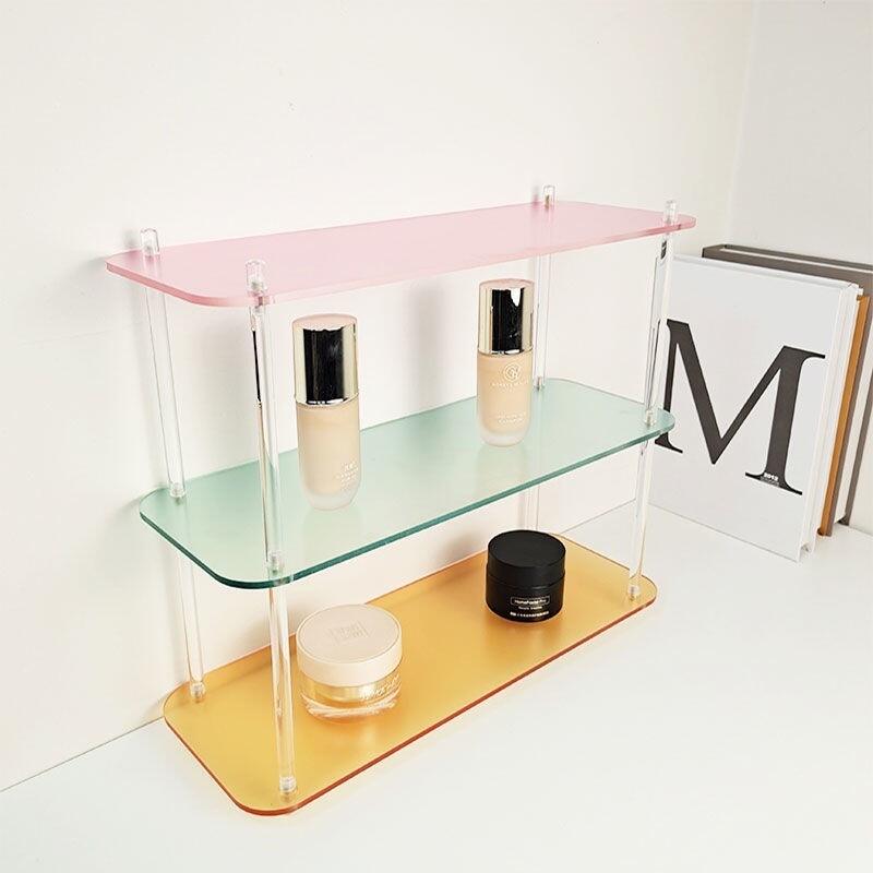 Stylish Living Room Cosmetic Makeup Organizer Acrylic Cup Display Stand Clear 3 Layers Desktop Acrylic Storage Racks supplier