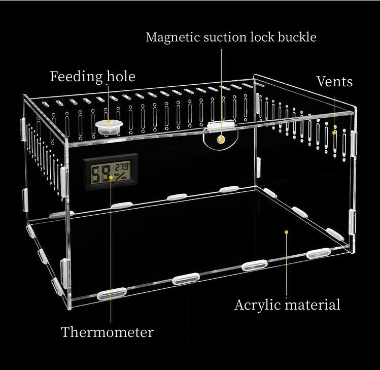 Breathable Waterproof Transparent Acrylic Pets Feeding Box Reptile Cage Breeding Box Tank for Lizards Snakes Turtles Reptiles manufacture