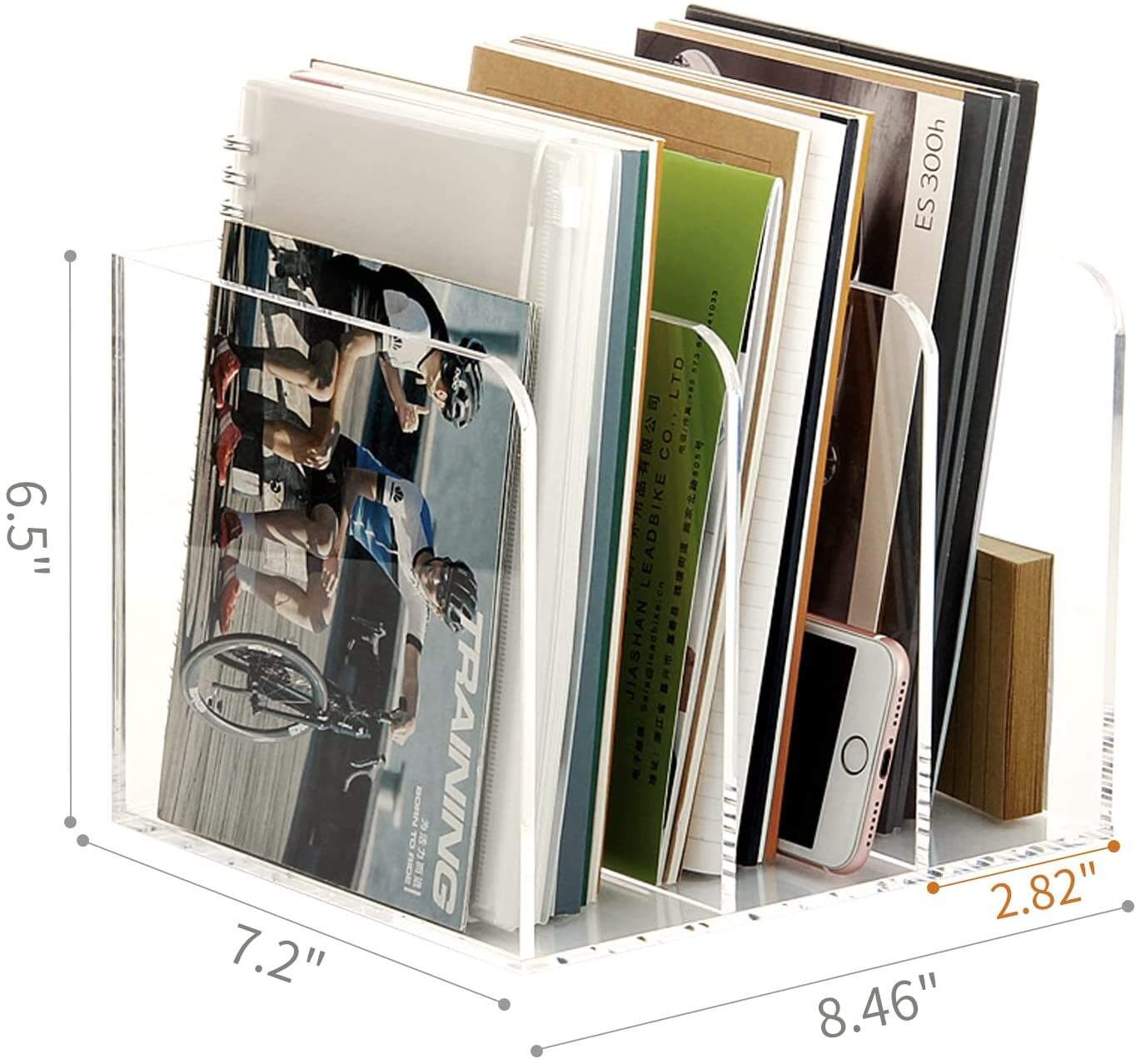 Transparent book force students with simple creative desktop work storage divider baffle book file acrylic bookcase manufacture