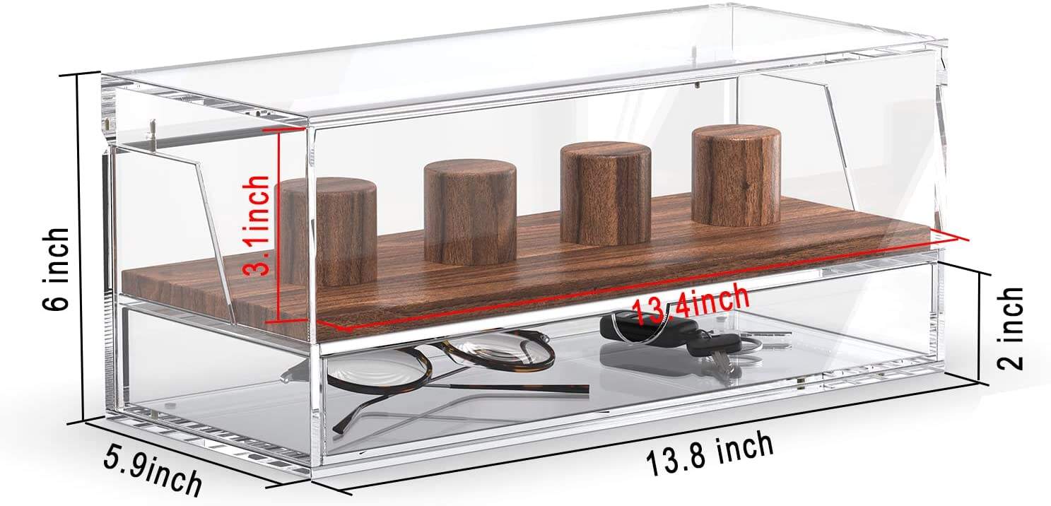 Customized  Acrylic Clear Watch Display Case Acrylic Organizer Watch Boxes with Drawer manufacture