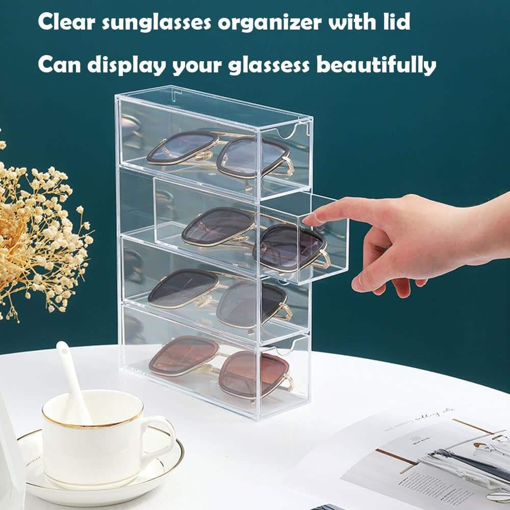 Costom Sunglass Storage Box Acrylic Eyeglass Organizer Make-up Storage Drawer Tray Acrylic Sunglass Storage Box, supplier