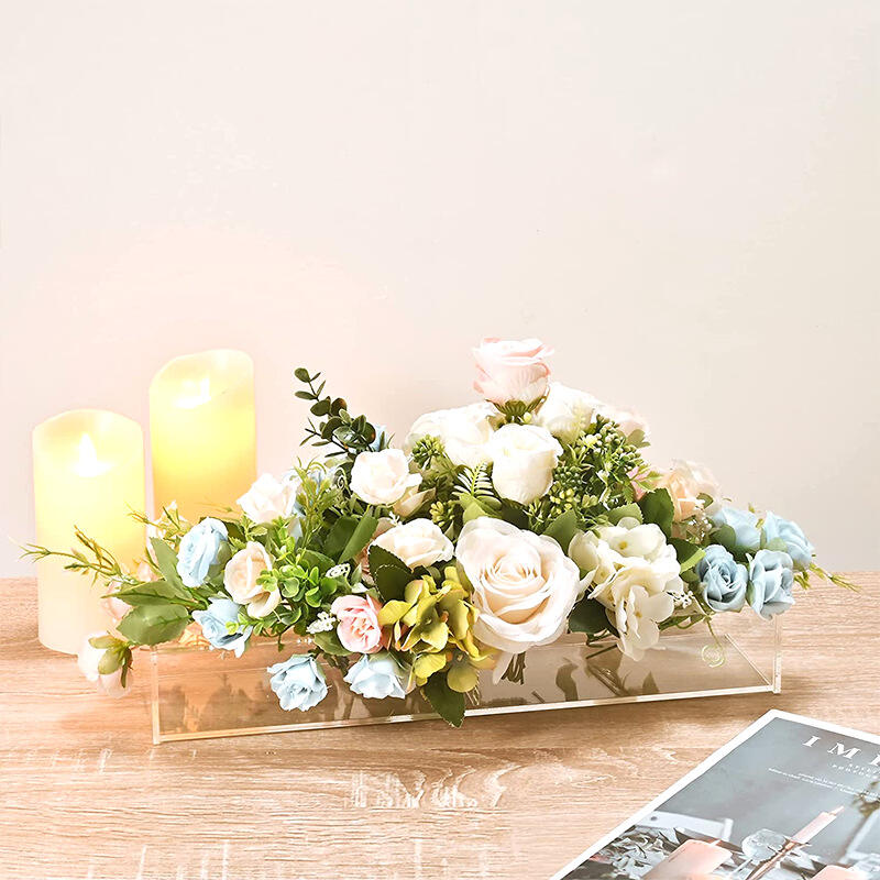 Wedding Centerpieces Table Decorations Clear Rectangular Acrylic Flower Box Clear Acrylic display  Acrylic Flower Vase manufacture