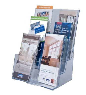 Acrylic Brochure Display Holder  - Desktop or Wall Mount Leaflet Rack - Tabletop Multiple Pamphlet Stand manufacture