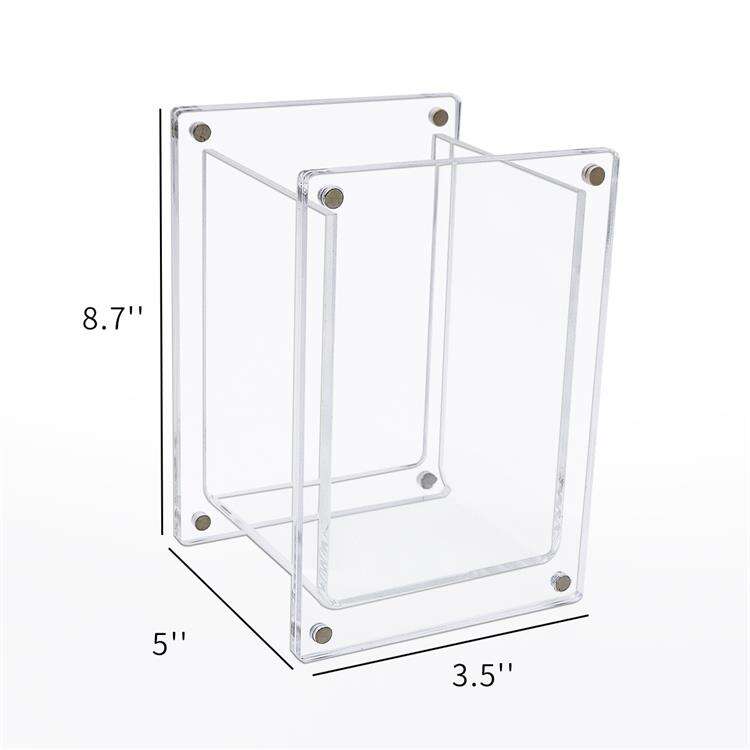 Custom Clear Acrylic Square Pen Pencil Ruler Holder with Magnetic photo Frame for Desk Table supplier