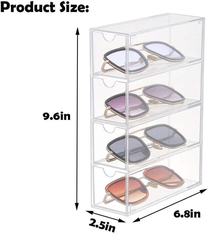 Costom Sunglass Storage Box Acrylic Eyeglass Organizer Make-up Storage Drawer Tray Acrylic Sunglass Storage Box, manufacture