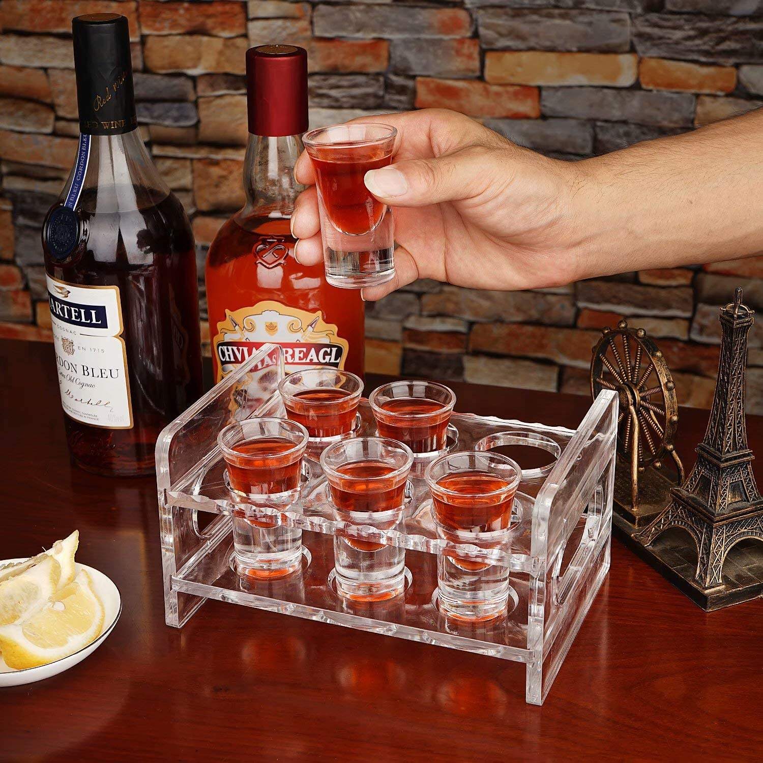 Customized  Acrylic Shot Glass Stand Rack Acrylic Serving Tray details