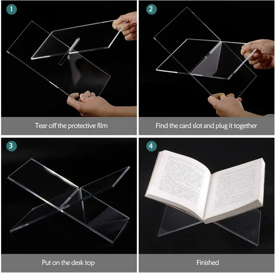 Creative Acrylic Transparent Book Stand Reading Bookcases Homework Magazines Acrylic Book Shelf Acrylic Book Holder Display Rack factory