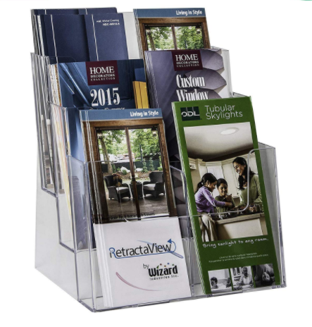 Acrylic Brochure Display Holder  - Desktop or Wall Mount Leaflet Rack - Tabletop Multiple Pamphlet Stand manufacture