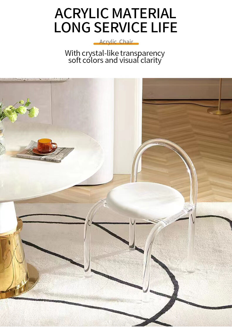 Nordic Hot Selling Makeup Chair dresser Stool Can be Customized Acrylic Chair Acrylic cushion chair details