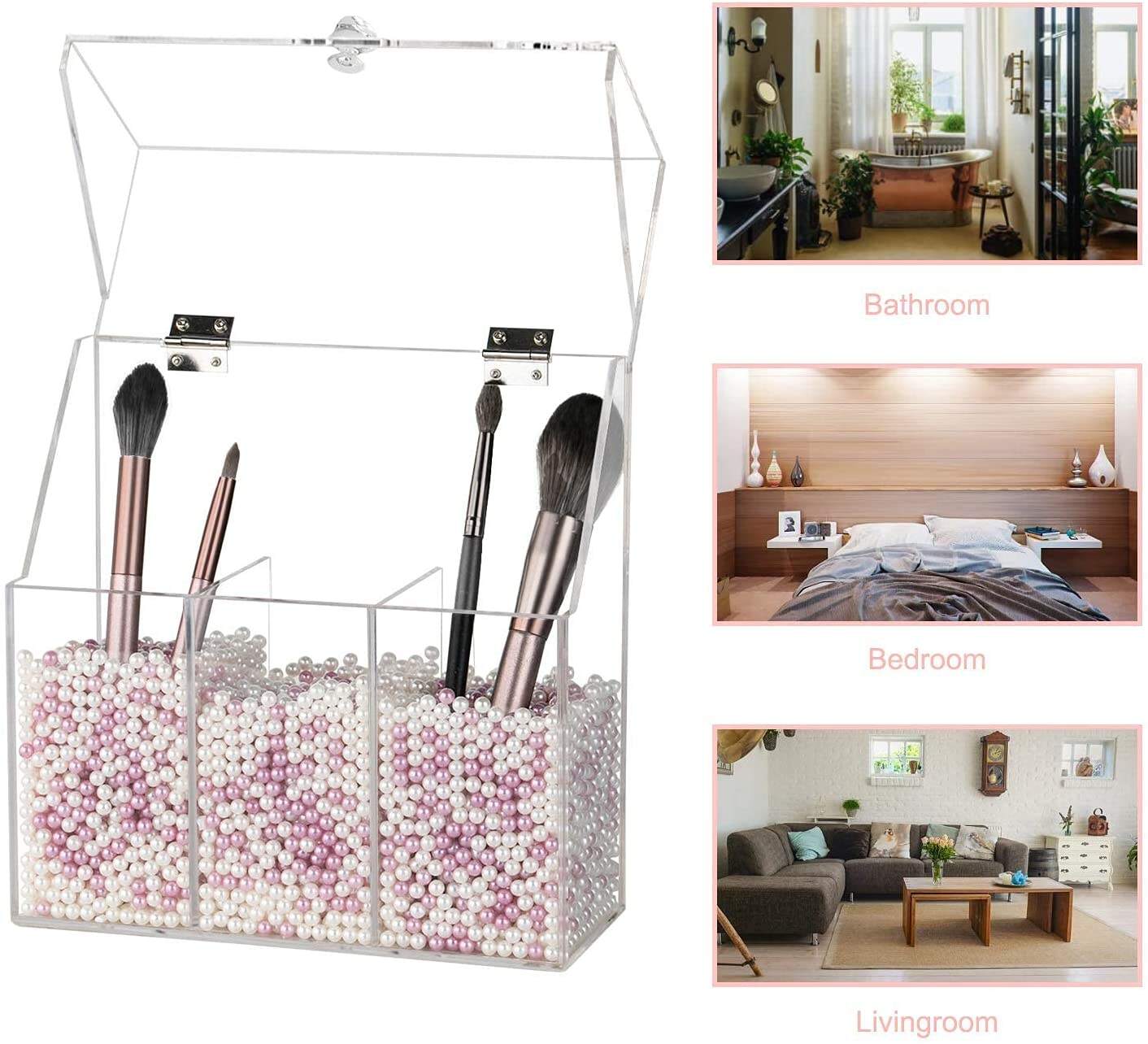 Customized  Acrylic Makeup box Acrylic Brush Holder with Lid factory