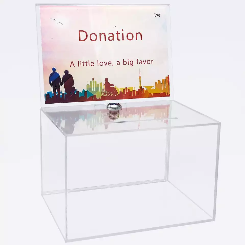 Wholesale Acrylic Charity Donation Box Large Donation Box factory