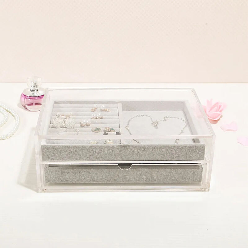 Transparent dustproof acrylic jewelry storage box storage earrings